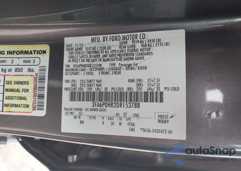 2013 Ford Fusion Se from USA, damaged, VIN 3FA6P0HR2DR153788